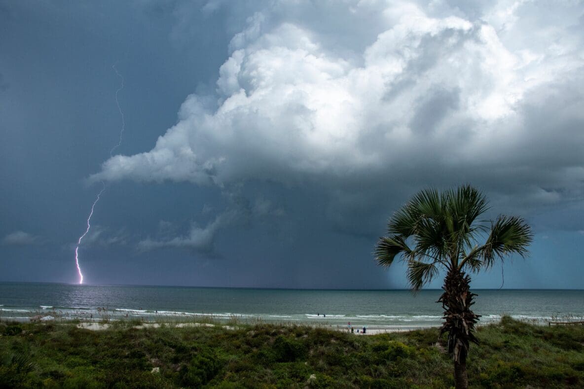 major storm clouds over atlantic ocean on florida's coast