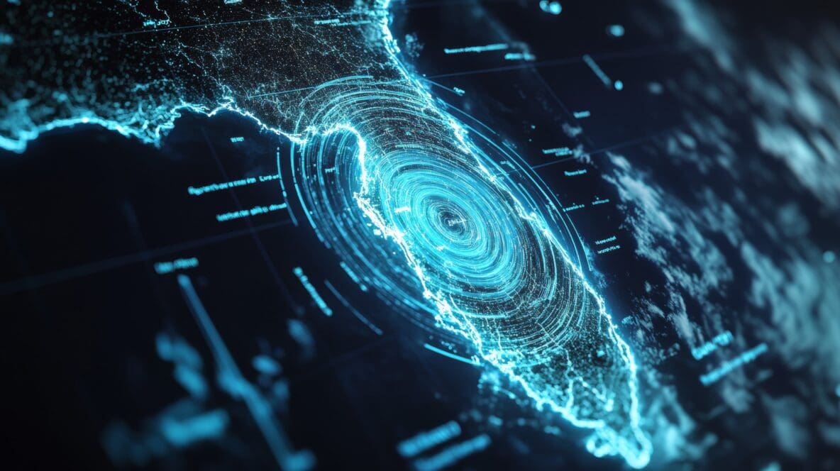 digital map of major hurricane storm over the state of florida